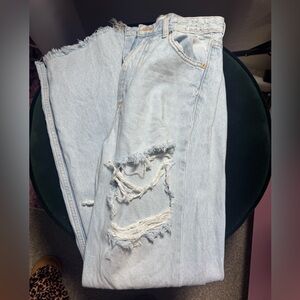 Zara denim Ripped high waist baggy Jeans